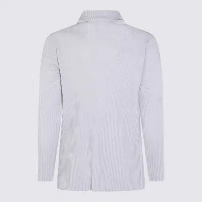 Issey Miyake Long Sleeve Ribbed Turtleneck Top In Gray
