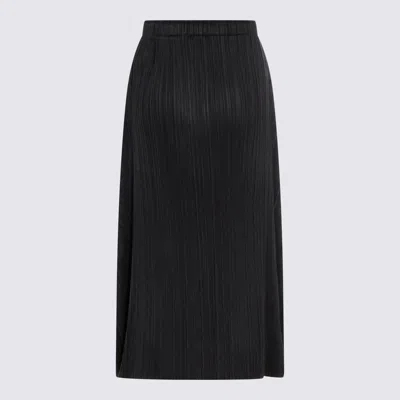 Issey Miyake October Midi Skirt Elastic Waistband In Black