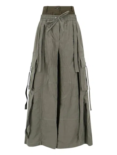 Dolce & Gabbana Dual-waistband Wide-leg Cargo Trousers In Green