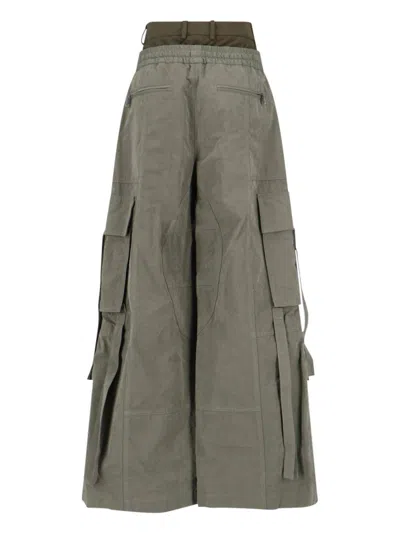 Dolce & Gabbana Dual-waistband Wide-leg Cargo Trousers In Green