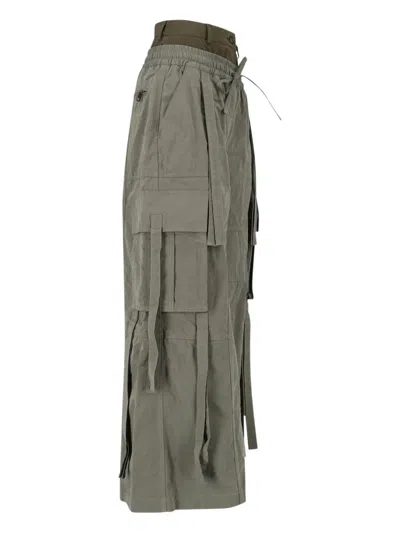 Dolce & Gabbana Dual-waistband Wide-leg Cargo Trousers In Green