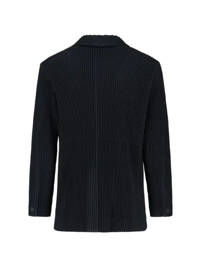 Issey Miyake Minimalist Black Jacket With Cut In Black