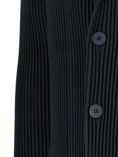 Issey Miyake Minimalist Black Jacket With Cut In Black