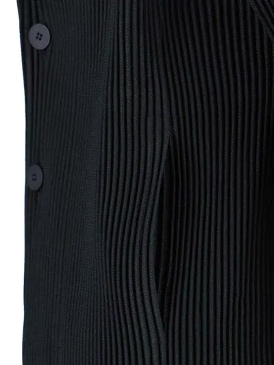 Issey Miyake Minimalist Black Jacket With Cut In Black