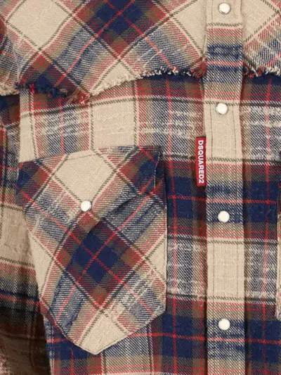 Dsquared2 Plaid Button-down Shirt With Chest Pockets In Multi
