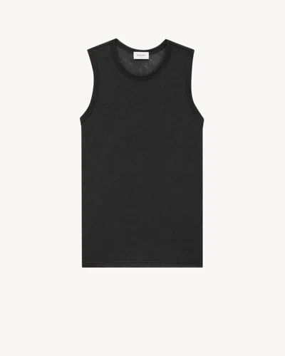 Saint Laurent Tank Top In Cashmere And Silk Jersey In Black