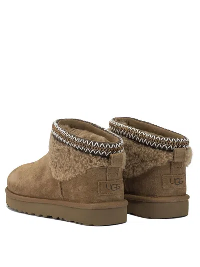 Ugg "classic Ultra Mini Maxi Curly" Ankle Boots In Brown