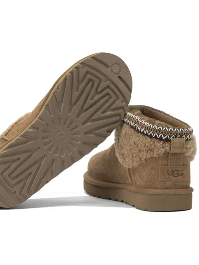 Ugg "classic Ultra Mini Maxi Curly" Ankle Boots In Brown