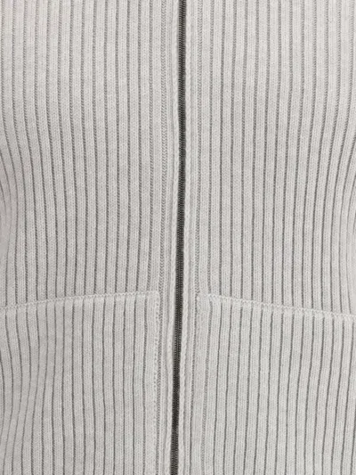 Brioni Zip-up Ribbed-knit Cardigan In Gray