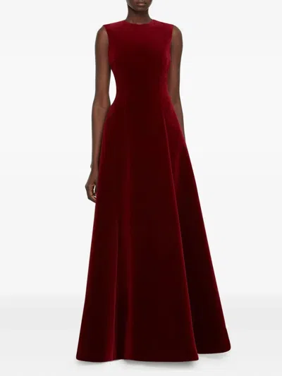 Emilia Wickstead Nodin Velvet Gown In Burgundy