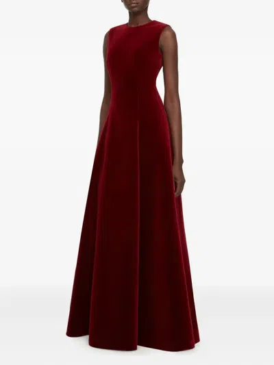Emilia Wickstead Nodin Velvet Gown In Burgundy