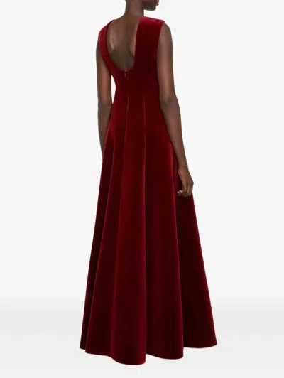 Emilia Wickstead Nodin Velvet Gown In Burgundy