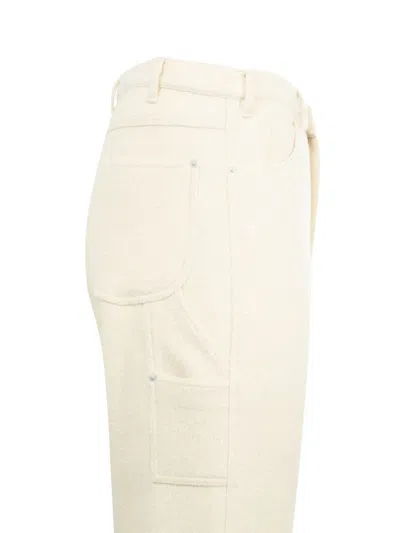 Auralee Homespun Tweed Painter Trousers In Neutral