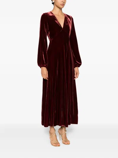 Raquel Diniz Ioanna Midi Dress In Burgundy