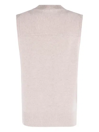 Maison Kitsuné Merino Wool Comfort Vest In Neutral