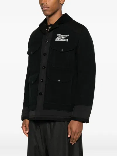 Junya Watanabe Tailored Jacket With Quilted Panels And Pockets In Black