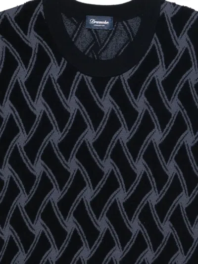 Drumohr Geometric-pattern Merino Sweater In Blue