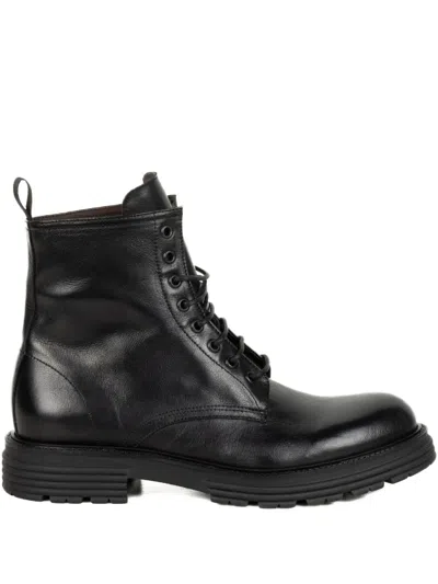 Franco Fedele Leather Biker Boots In Black