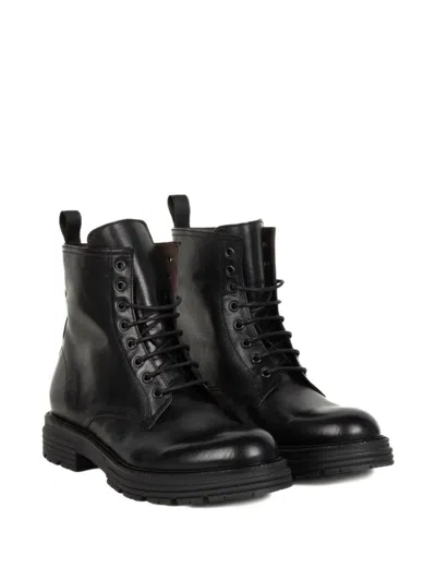 Franco Fedele Leather Biker Boots In Black