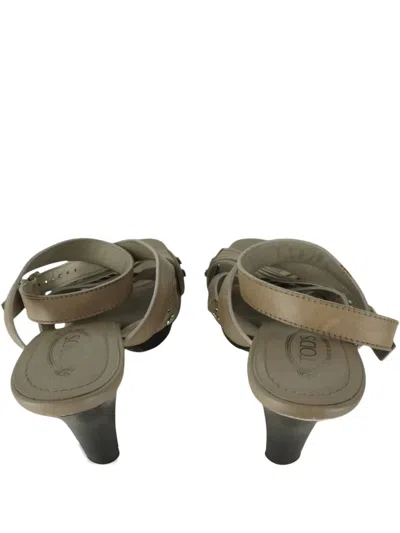Pre-owned Tod's Vintage 110mm Leather Heeled Sandals In Neutral