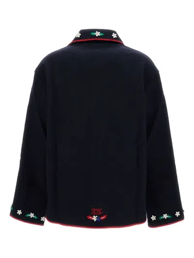 Bode Front Button Fastening Jacket In Blue