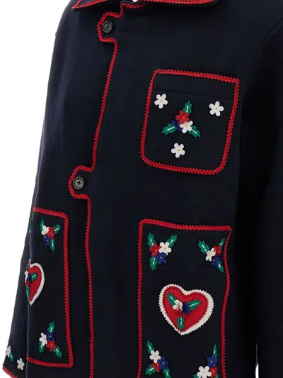 Bode Front Button Fastening Jacket In Blue