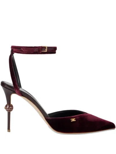 Elisabetta Franchi 90mm Leather Heeled Pumps In Burgundy