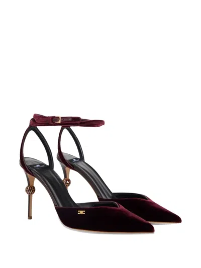Elisabetta Franchi 90mm Leather Heeled Pumps In Burgundy