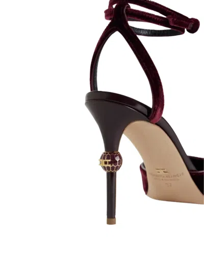 Elisabetta Franchi 90mm Leather Heeled Pumps In Burgundy