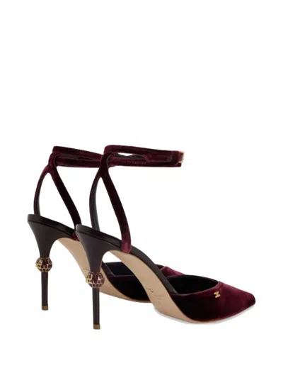 Elisabetta Franchi 90mm Leather Heeled Pumps In Burgundy