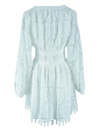 Pre-owned Alexis Laced Midi Dress In White