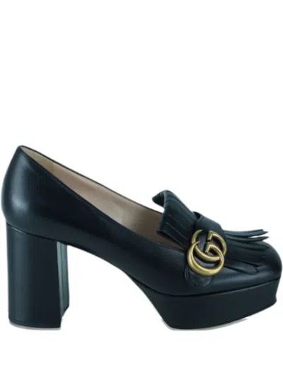 Pre-owned Gucci 90mm Gg Marmont Loafers In Black