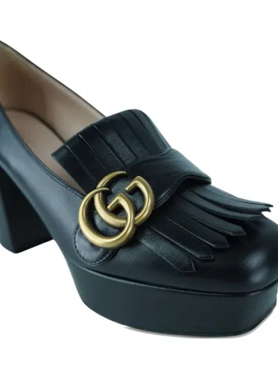 Pre-owned Gucci 90mm Gg Marmont Loafers In Black
