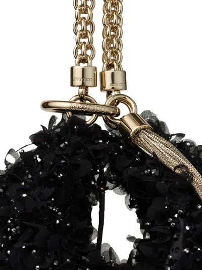 Jimmy Choo Callie Crystal Floral Clutch Bag In Black