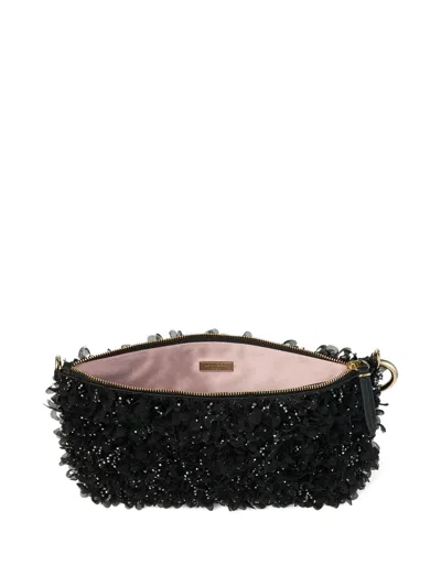 Jimmy Choo Callie Crystal Floral Clutch Bag In Black