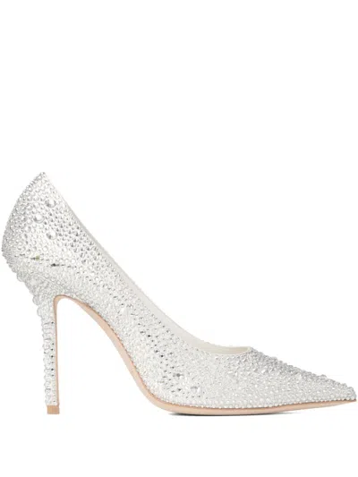 Jimmy Choo 100mm Love Crystal-embellished Pointed Pumps In Silver