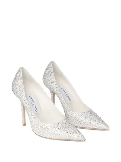 Jimmy Choo 100mm Love Crystal-embellished Pointed Pumps In Silver