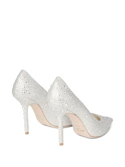 Jimmy Choo 100mm Love Crystal-embellished Pointed Pumps In Silver