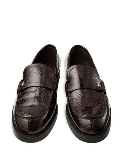 Jimmy Choo Ivy Crocodile-embossed Loafers In Brown