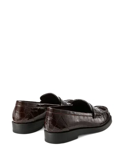 Jimmy Choo Ivy Crocodile-embossed Loafers In Brown