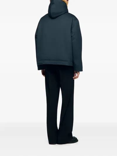 Sandro Fur-trim Button Jacket In Blue