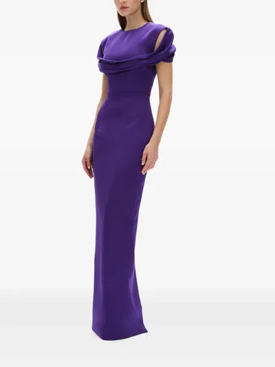 Rachel Gilbert Drapiertes Abendkleid In Purple