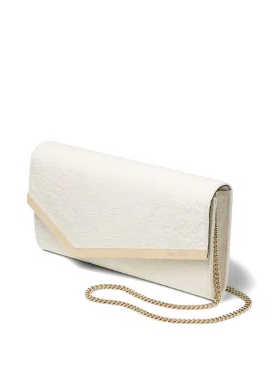 Jimmy Choo Emmie Floral Chain Clutch Bag In White