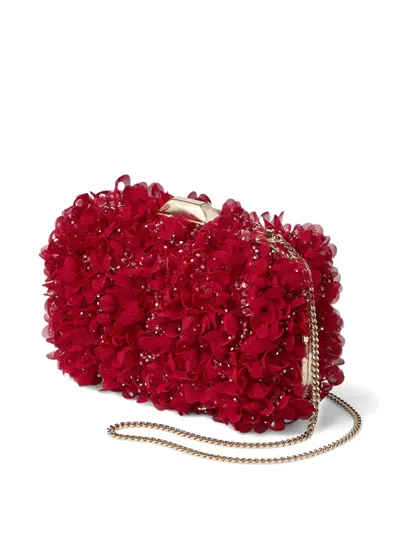 Jimmy Choo Cloud Floral Crystal Clutch Bag In Red