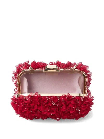 Jimmy Choo Cloud Floral Crystal Clutch Bag In Red