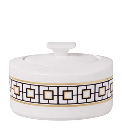 Villeroy & Boch Metrochic Premium Bone Porcelain Sugar Bowl With Lid 12cm In White