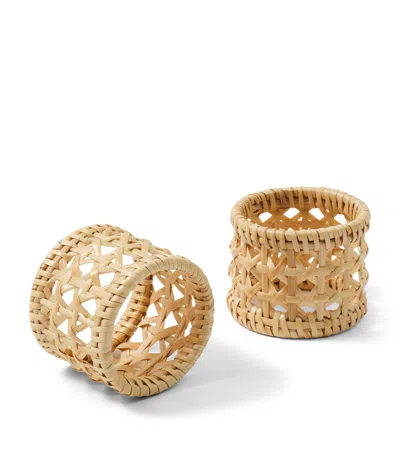 Cabana Magazine Rattan Sabbia Napkin Holders In Yellow