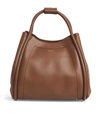 Max Mara Small Leather Marine Top-handle Bag In Brown