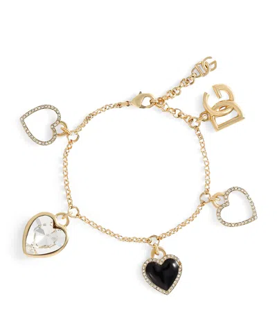 Dolce & Gabbana Women Italian Tailored Bracelet With Heart-shaped Charms In Gold