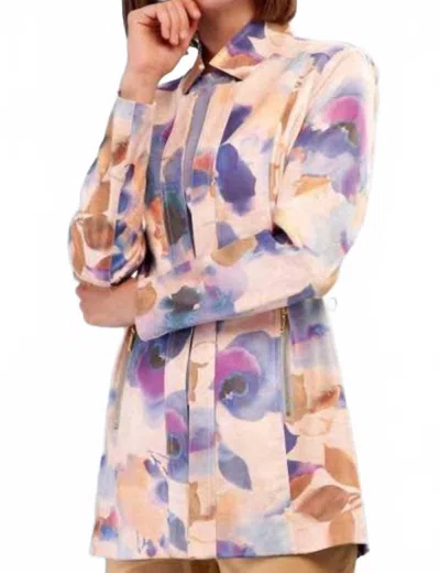 Insight Printed Metallic Jacket In Liquid Watercolor Blue In Multi